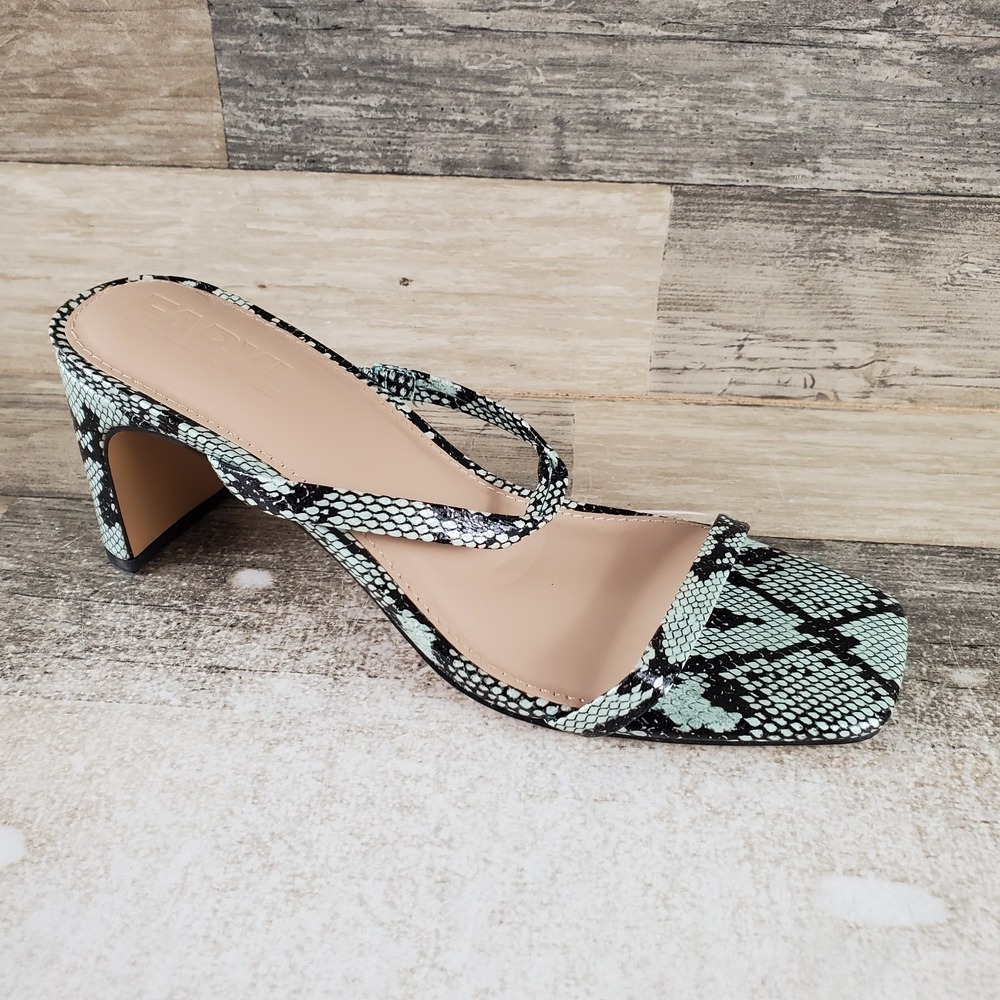 FARYL by Farylrobin Analisa Womens Sandal Sz 7.5 M Green Black Snakeskin Print